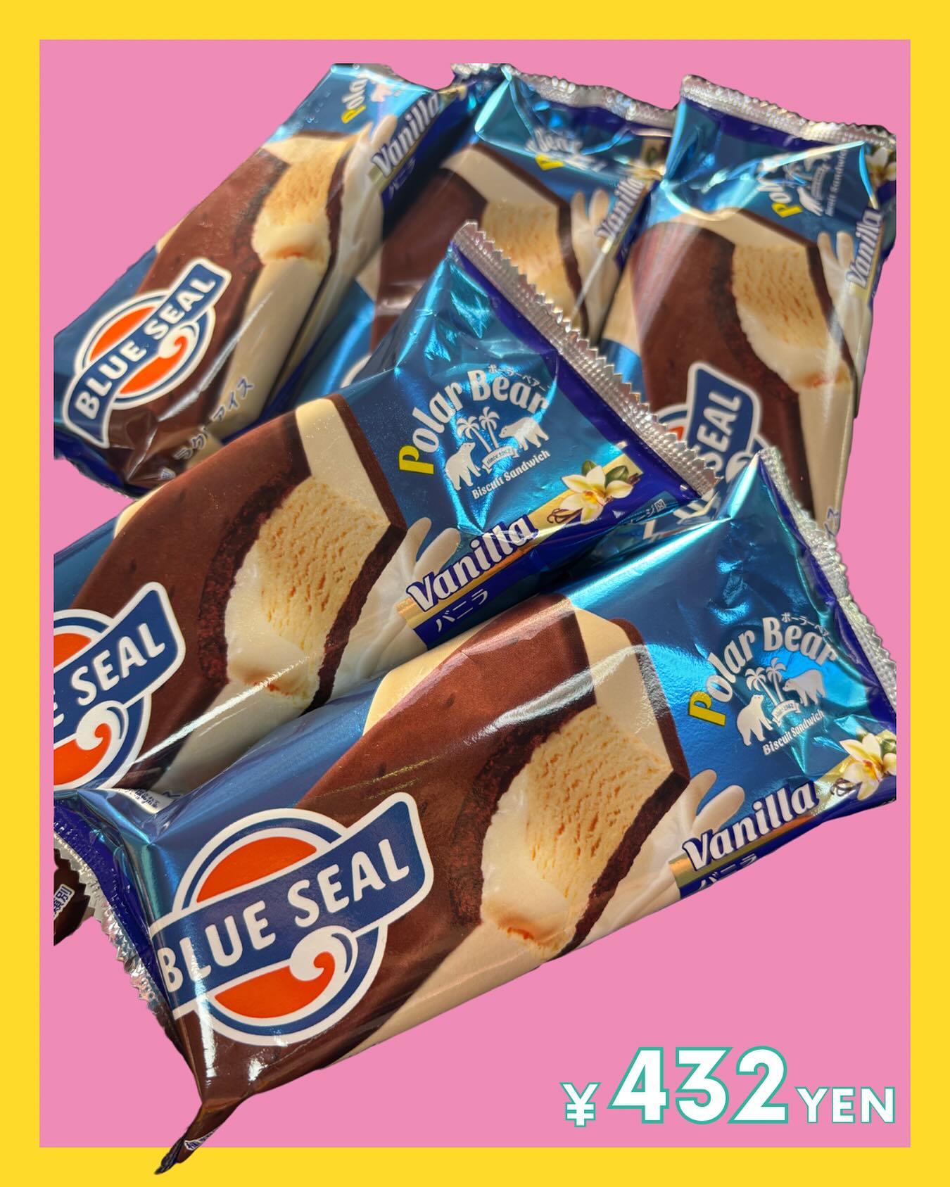 ・
・
＼沖縄好きの方、見てくださ〜い／

ブルーシールの人気者
ポーラベア（クッキーサンドアイス）
ついに入荷しました

バニラアイスをしっとりクッキーでサンドした、あの“現地の味”がここで食べられます️

数量は 10個限定︎
お早めにどうぞ︎